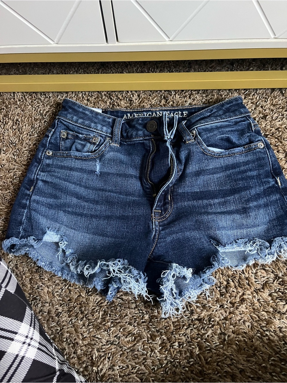American Eagle Outfitters Blue Frayed Hem Denim Shorts